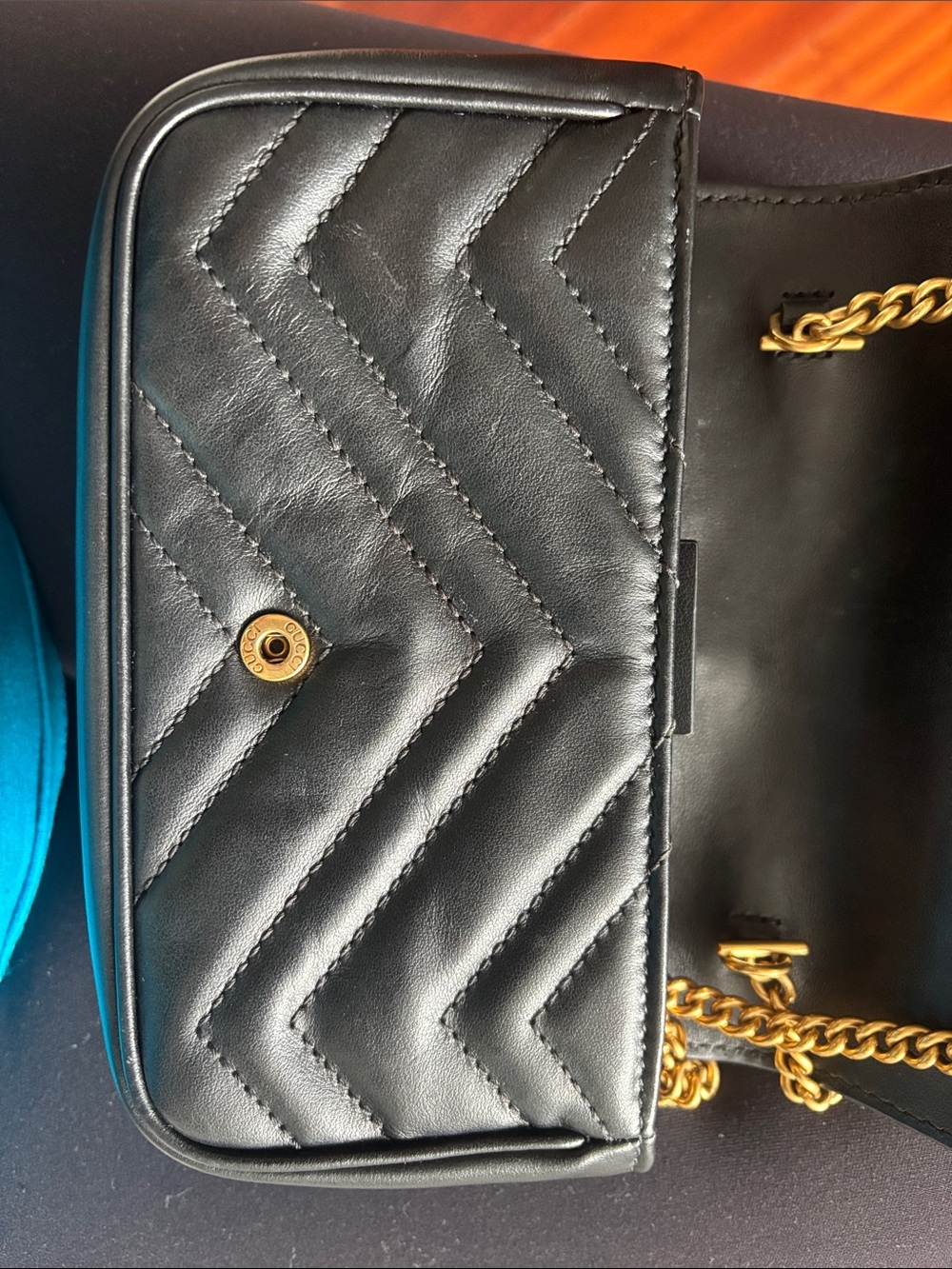 Mini Gucci Black Quilted Crossbody with Gold Double G - Picture 5 of 9